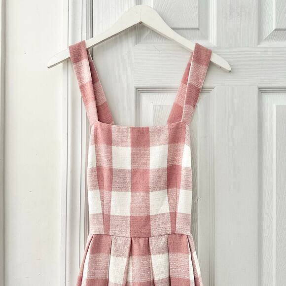 Gal Meets Glam Polly Pink White Gingham Checkered A Line Sun Dress 2 Girly Femme - Picture 10 of 10